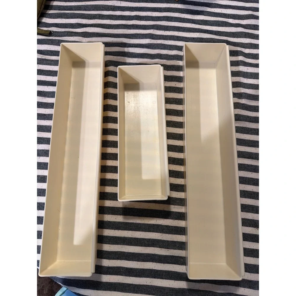 Vintage Rubbermaid Interlocking Drawer Organizer Bins 3pc Set Almond 2917 USA